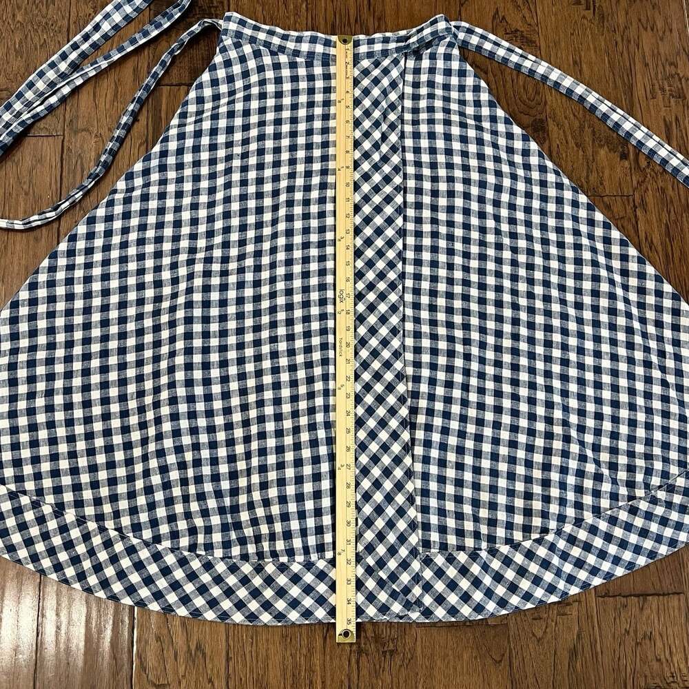 Polo Ralph Lauren Linen Gingham Plaid Wrap Maxi Skirt Women’s Medium Blue White - Picture 16 of 16